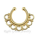 Gold Plated Indian Clip On Fake Nose Ring Custom Septum Piercing Jewelry